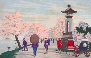 小林清親「墨田堤の花見」1876年の浮世絵