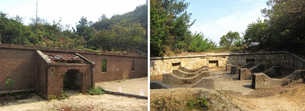 大久野島にある火薬庫跡と砲台跡の写真