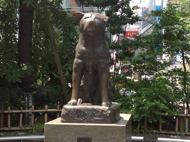 正面からとらえた渋谷駅のハチ公像の様子。