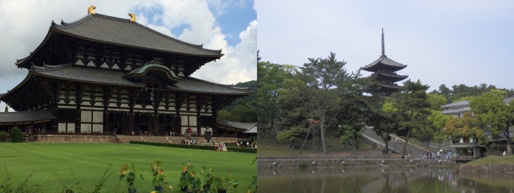 （左）今に残る東大寺
（左）興福寺