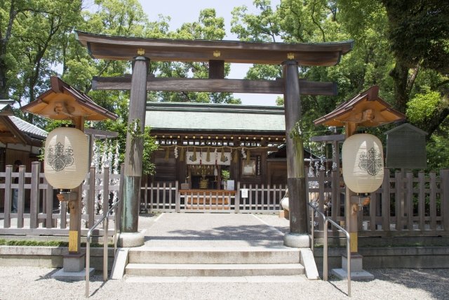 豊国神社外観。木造で歴史を感じる。