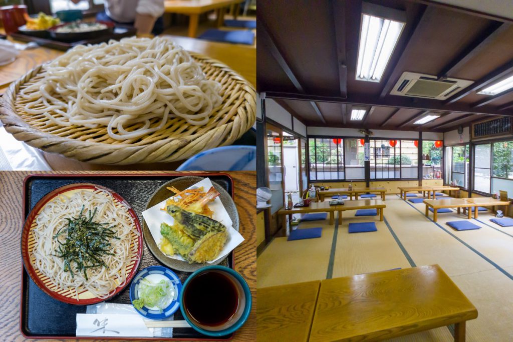 矢田部茶屋の深大寺そばと広々とした店内