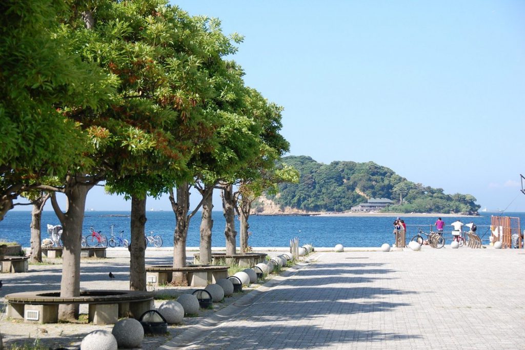横須賀市にある、青い空と海が広がる「うみかぜ公園」