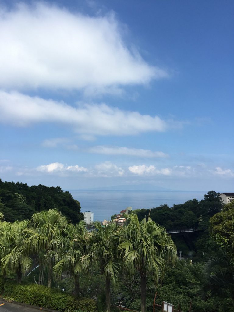 東伊豆の青い海が一望できる高台からの写真。