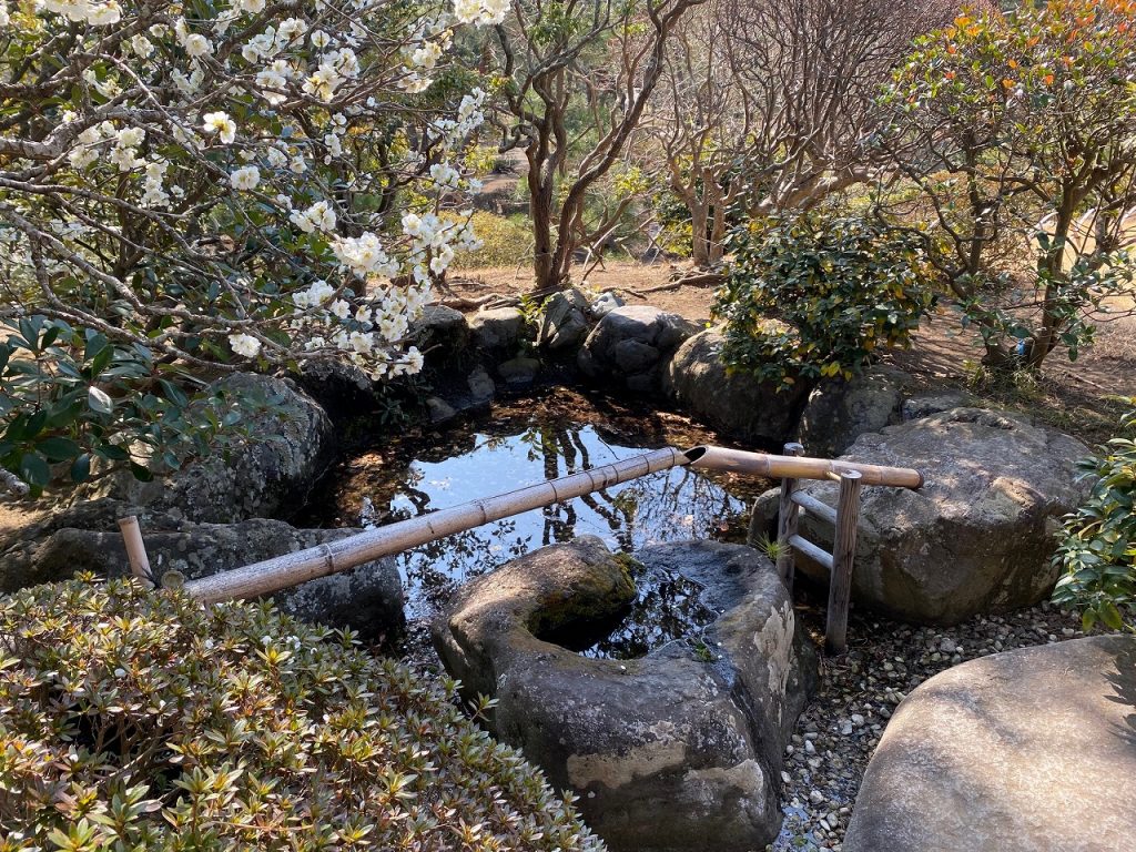 「陸奥宗光別邸跡・旧古河別邸」の日本庭園にあるししおどし。