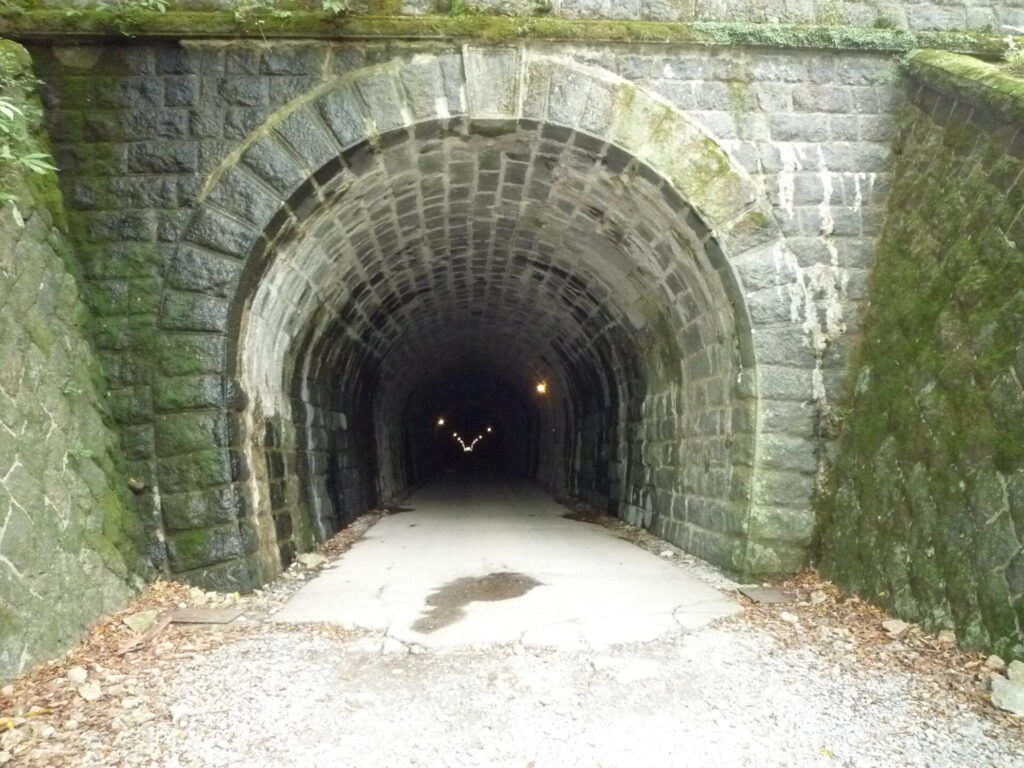 旧天城トンネル。美しく、少し苔むした様子をしている。