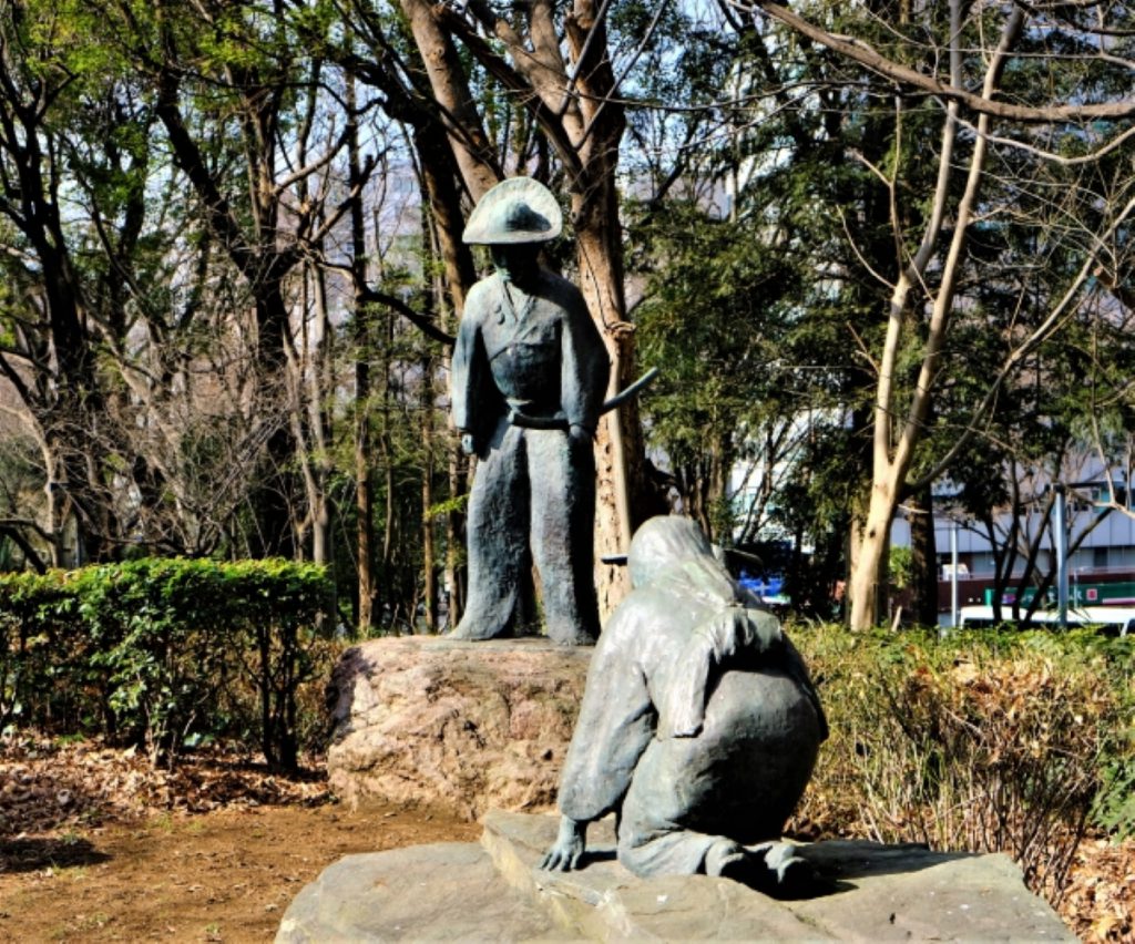 太田道灌と山吹の花を差し出す像