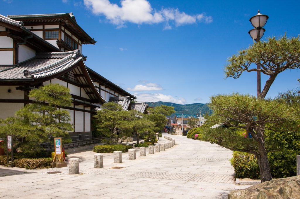 広島県にある「蘭島閣美術館」は周辺に沢山の松などの木が植えられている。