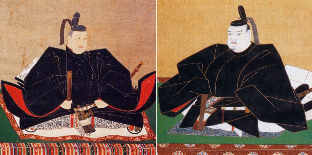 （左）徳川秀忠の肖像画。
（右）徳川家光の肖像画。