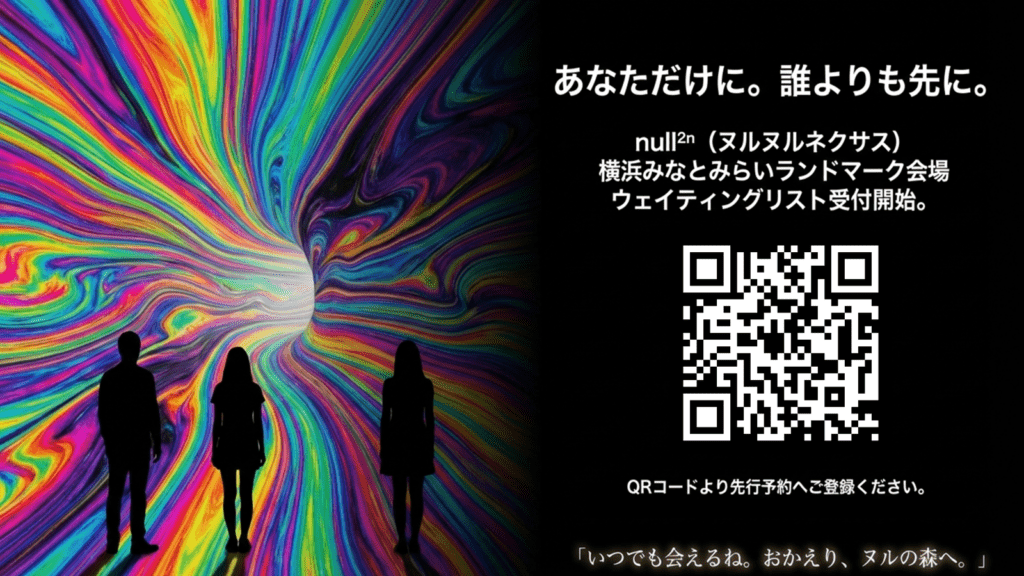 「null²ⁿ（ヌルヌルネクサス）」のウェイティングリストへ早期アクセスのQRコード