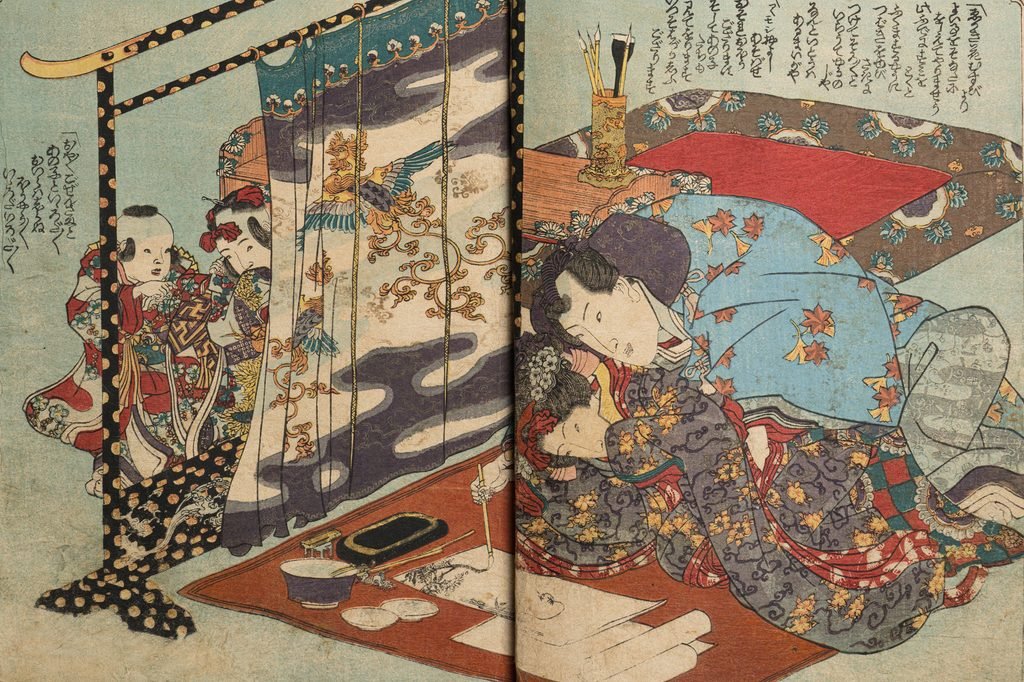 歌川国貞 色摺大本『艶紫娯拾余帖』花/天保6年頃(1835)