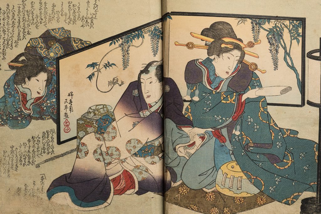 歌川国貞 色摺大本『艶紫娯拾余帖』雪/天保6年頃(1835)