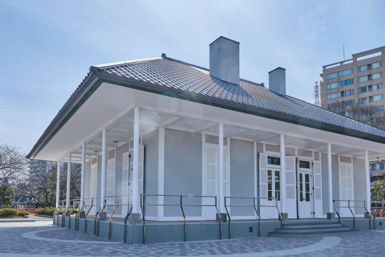 "Thibaudier Residence". The Thibaudier Residence was the official residence for Jules César Claude Thibaudier, the assistant superintendent of the Yokosuka Arsenal. It was constructed around 1869 and was the oldest western building in Honshu until it was disassembled in 2003.  The building's appearance from the period is recreated using timber-framed bricks for the walls and trusses for the flat roof. Visitors can see the actual timber-framed brick walls and trusses, which were transferred from the Thibodier residence.