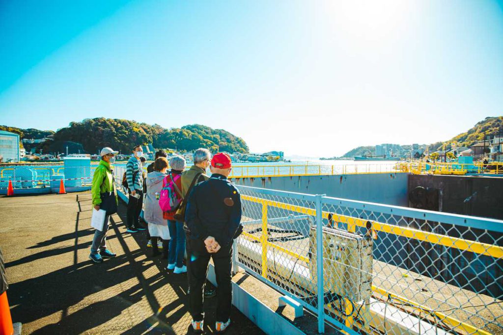 Tourists on a guided tour of the Uraga Dock
